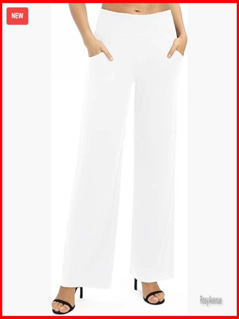 High Waist Wide Leg Palazzo Pants with Pockets Elastic Waist